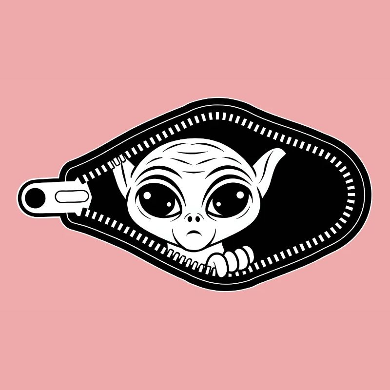 Alien jette un coup d’œil par la fermeture éclair