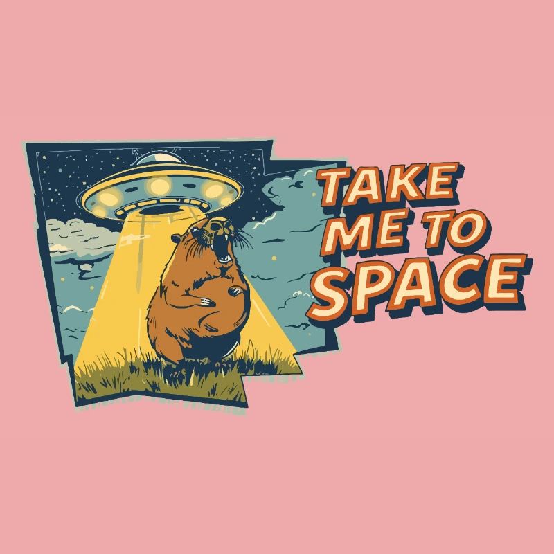 Take Me to Space Capybara UFO Pop-Art