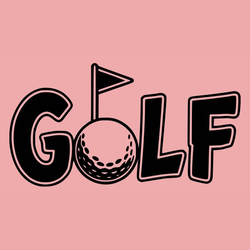 Lettrage de golf avec balle de golf et drapeau de golf