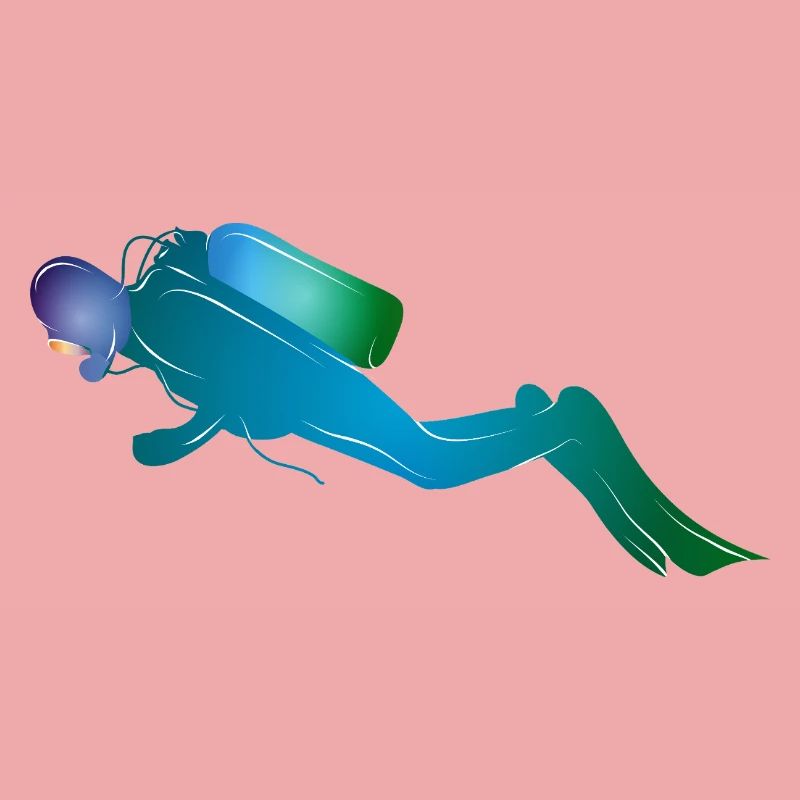 Silhouette de plongeur dans les tons bleu-vert