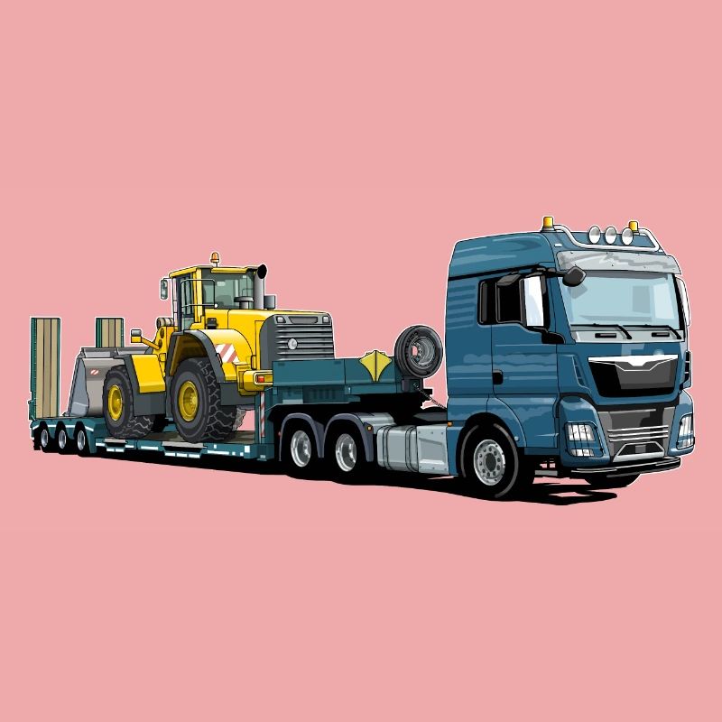 Low-loader with excavator