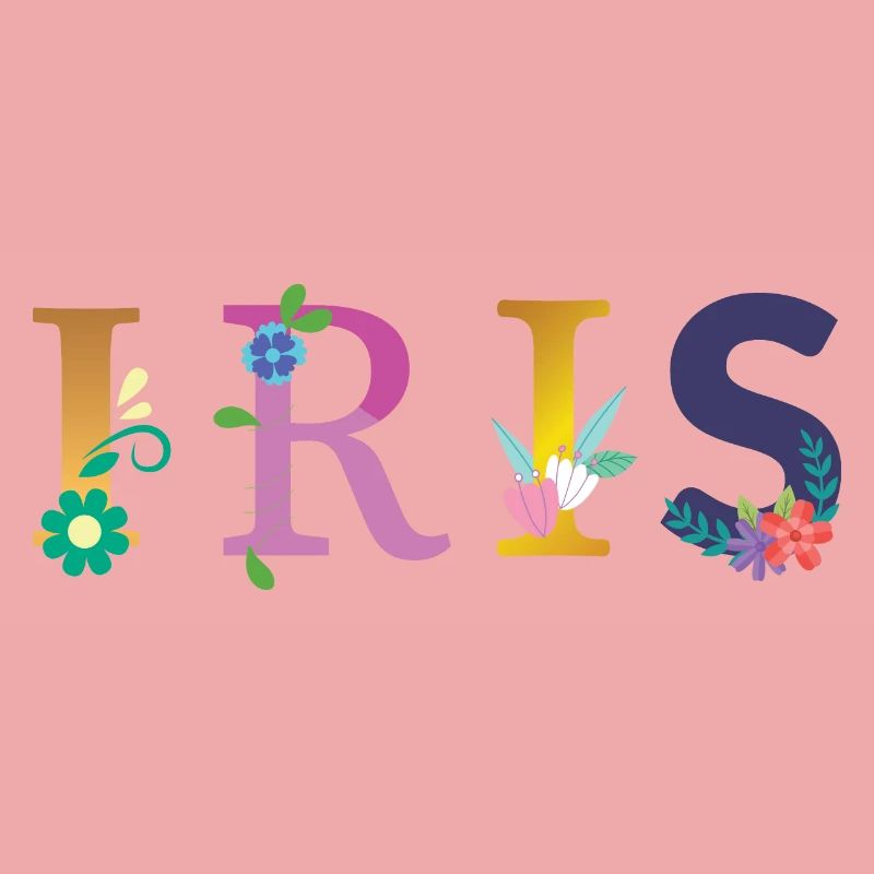 Nom IRIS orné de fleurs