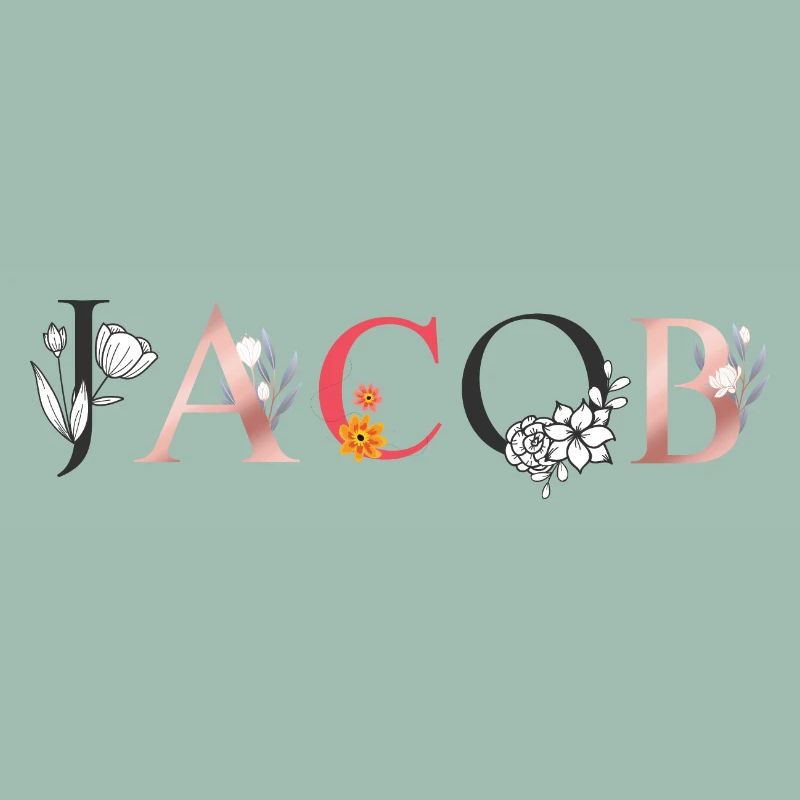 JACOB Art du nom avec fleurs brodées