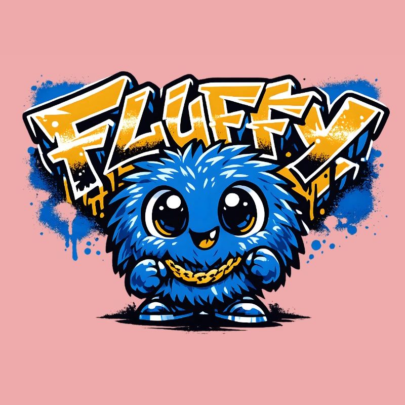 Fluffy Graffiti Blaues Maskottchen