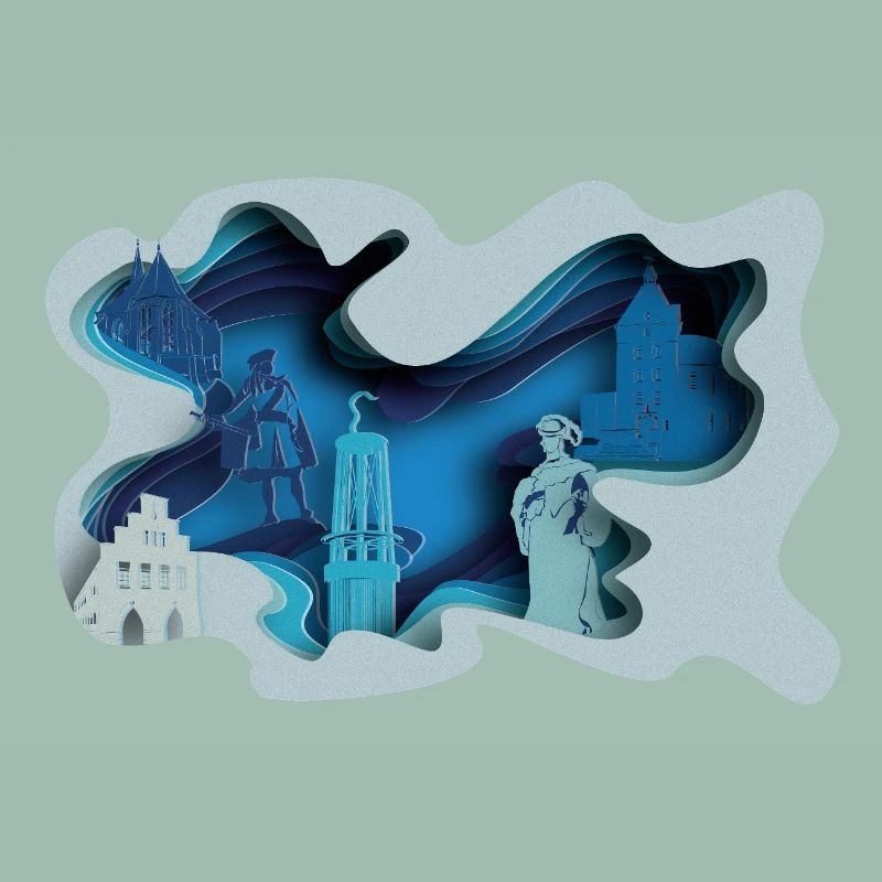 Moers Stadtsilhouette in Hydrographik-Optik