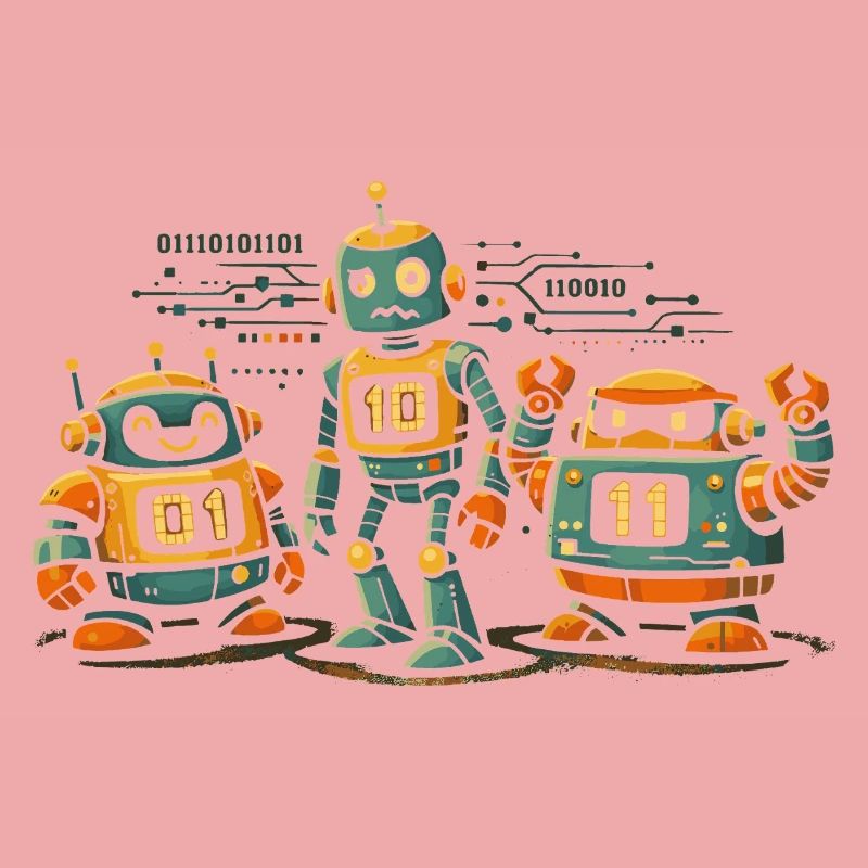 Geek Robots Binary Code Computer Science IT