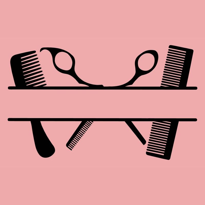 Two combs and scissors text banner