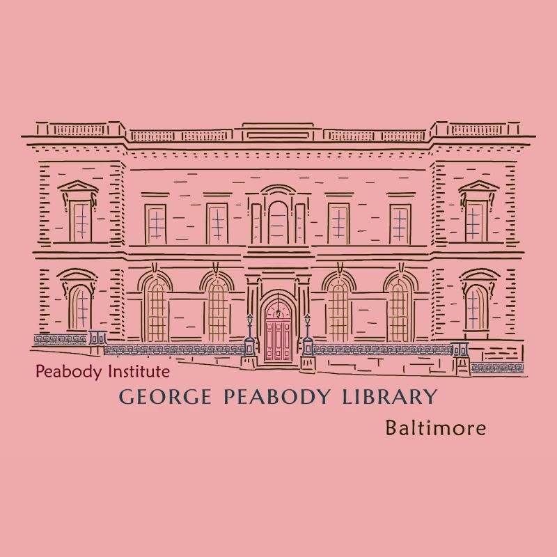 Baltimore, dessin à la main Bibliothèque George Peabody