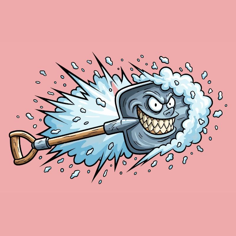 Wütender Schneeschieber Cartoon