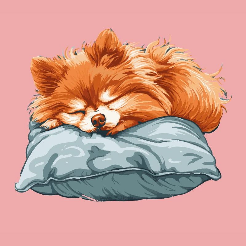Sleeping Spitz on pillow