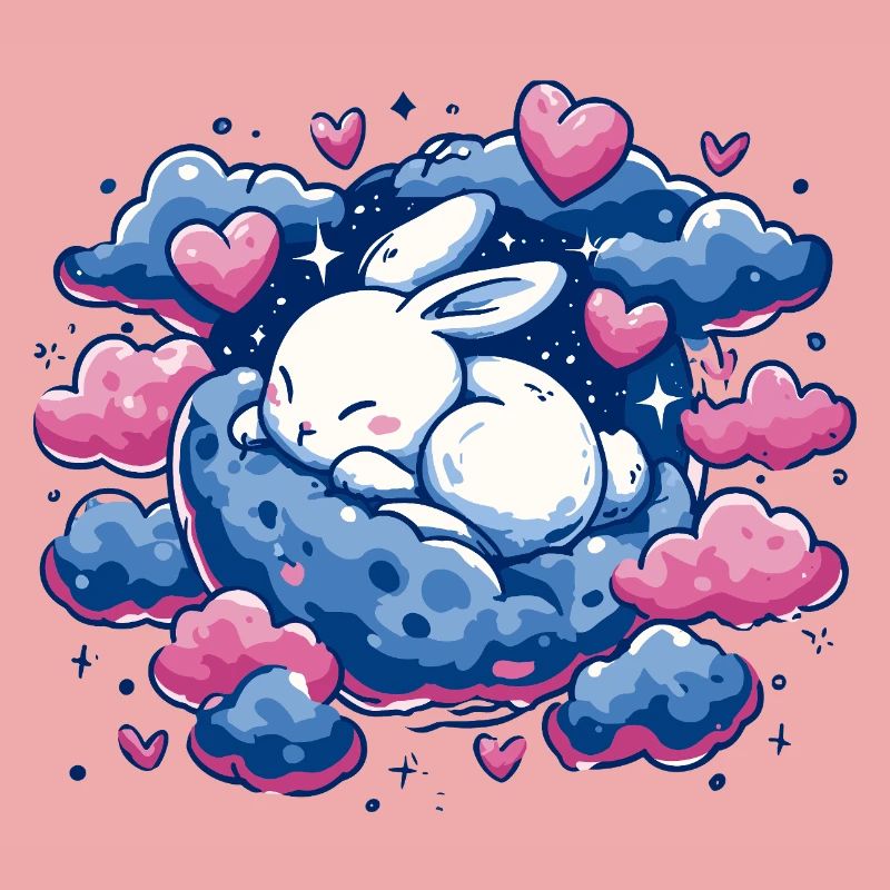 Moondream bunny on cloud heart