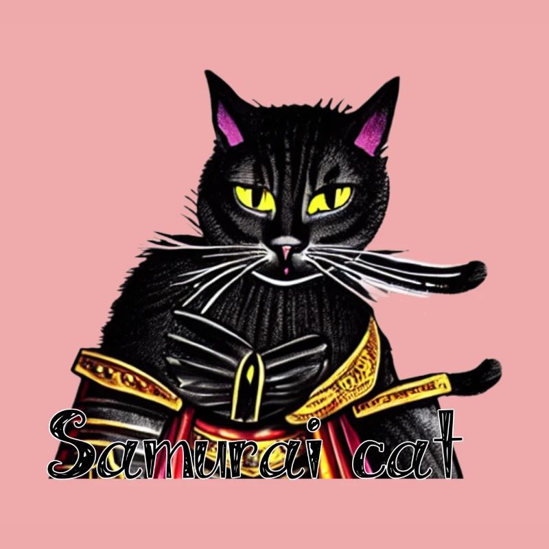 Chat samouraï avec une armure dorée