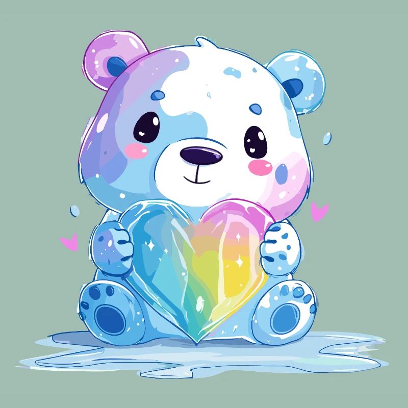 Süßer Eisbär mit Regenbogenherz