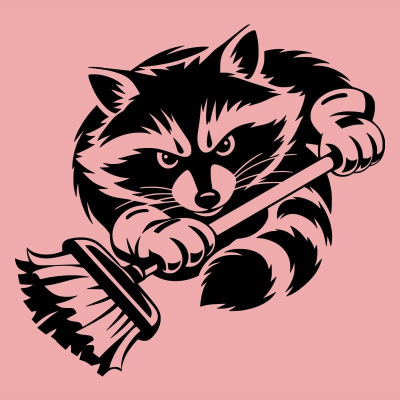 Waschbär mit Wischmopp – Putzprofi