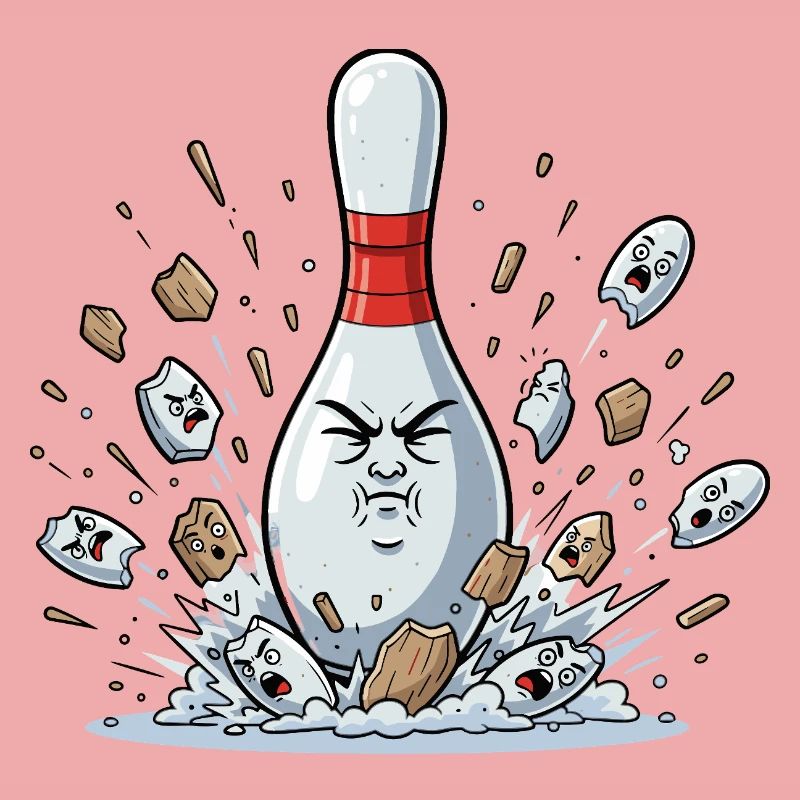 Exploding Bowling Pin Cartoon