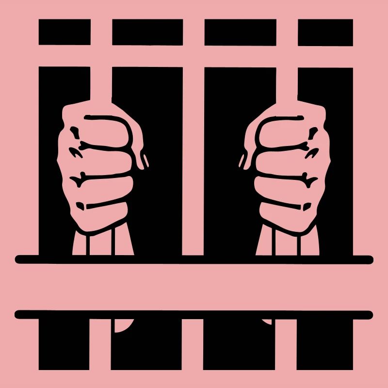 Two fists behind bars and space text