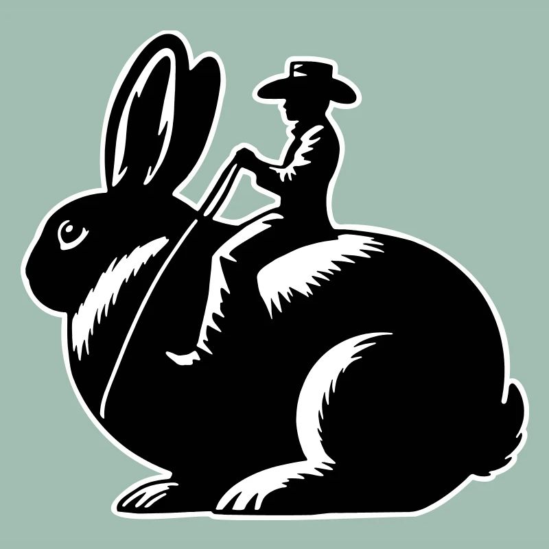 Rabbit Rider (only design - with outline, 3-Color)