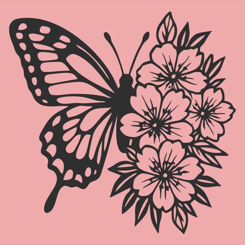 Composition élégante de papillon et de fleurs