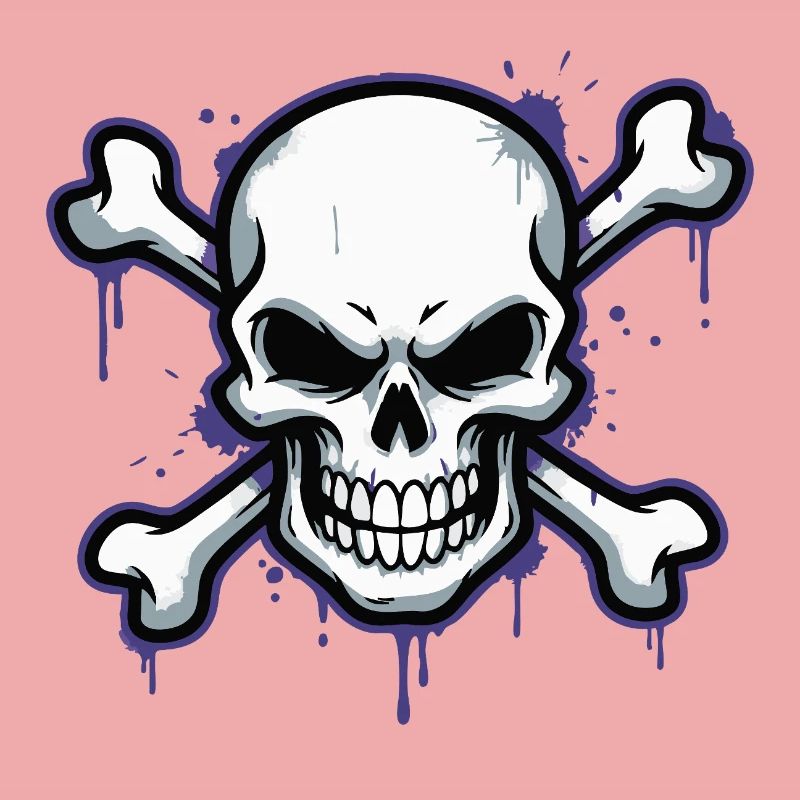 Dark skull with bone