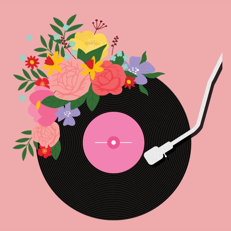 Disque vinyle fleuri