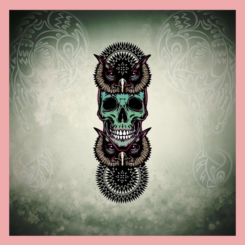 Totenkopf mit Eule