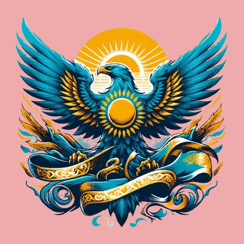 Kazakhstan Aigle Drapeau Drapeau Cadeau Dynamique