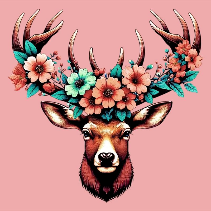 Hirsch mit Blumen