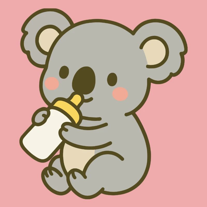 Cuddly koala with bottle