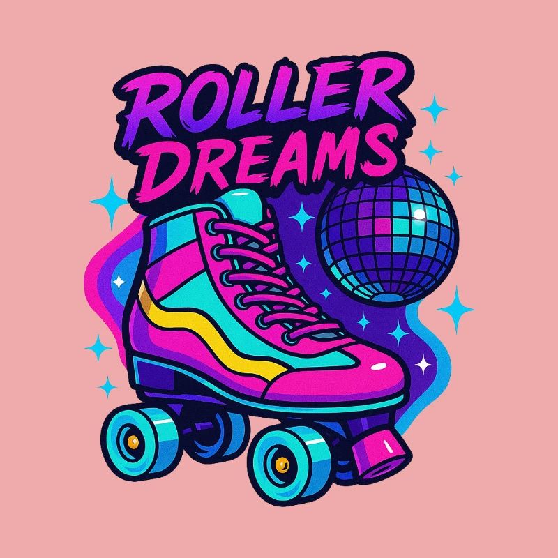 Neon Roller Skates Disco Design