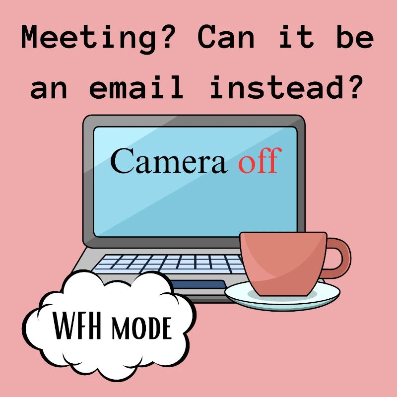 Treffen lustige WFH ändern Computermodus Arbeit.