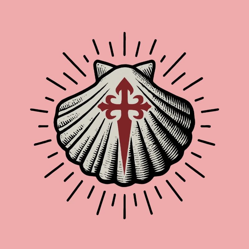 Coquille Saint-Jacques avec Croix de Saint-Jacques-de-Compostelle