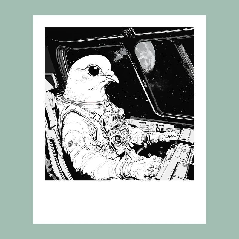 Pigeon de l’espace dans le cosmos des astronautes