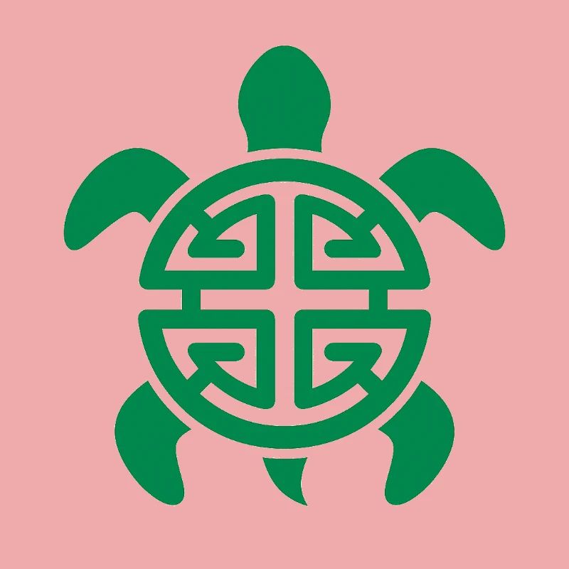 Geometric Lucky Turtle Pattern Green
