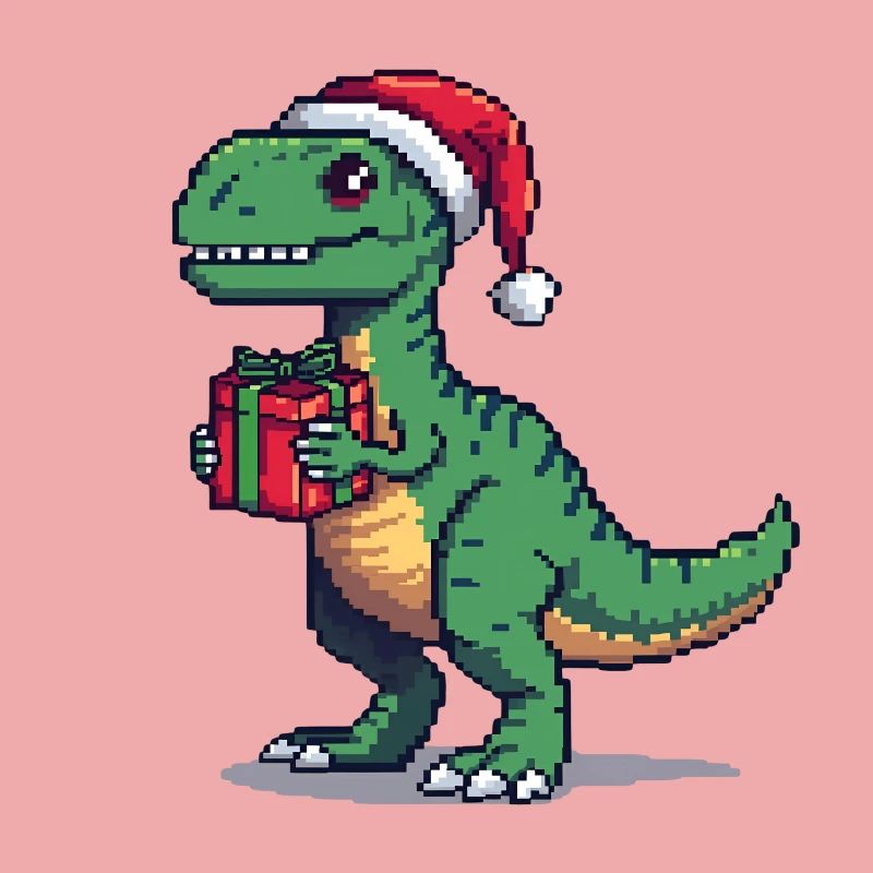 Vélociraptor 8 bits Pixel Noël