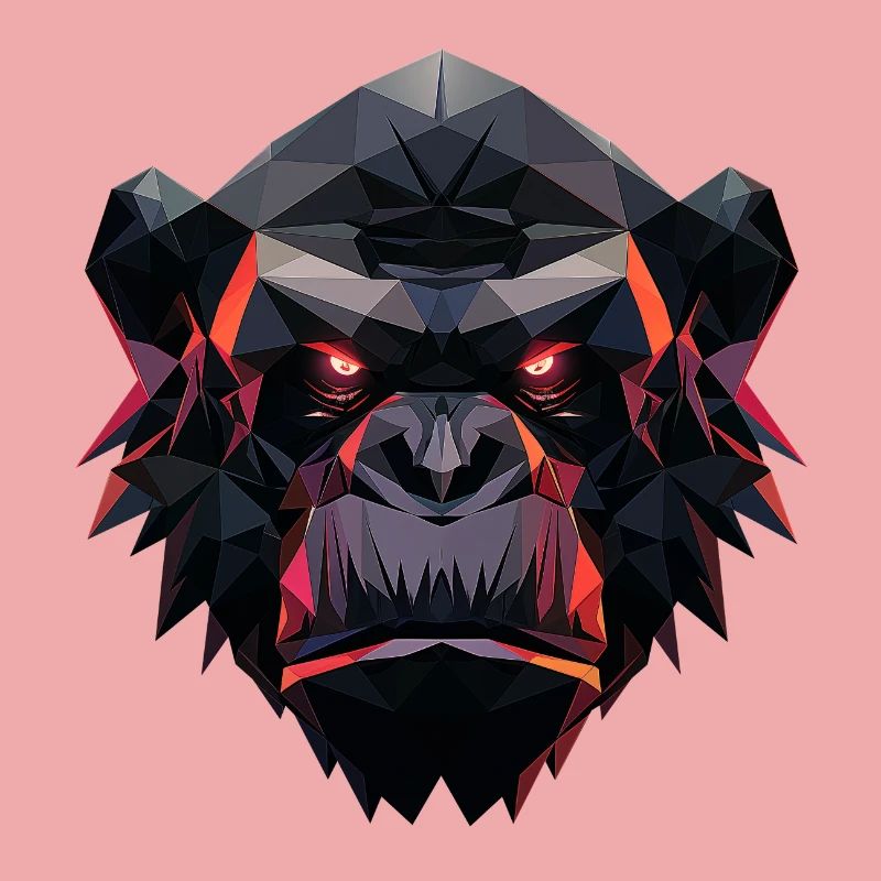 Gorilla Prisma Kopf Low Poly Art Design