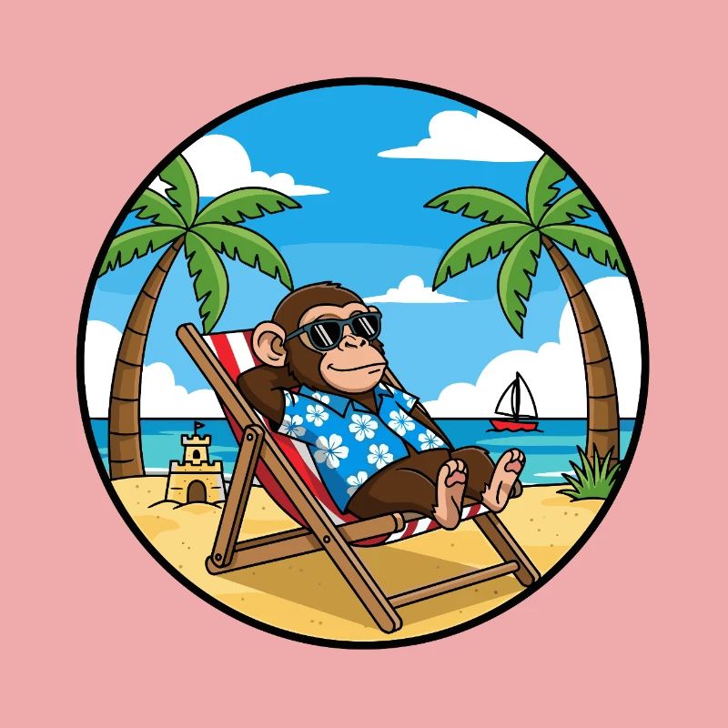 Cool Monkey Beach Vacation Summer Vibes