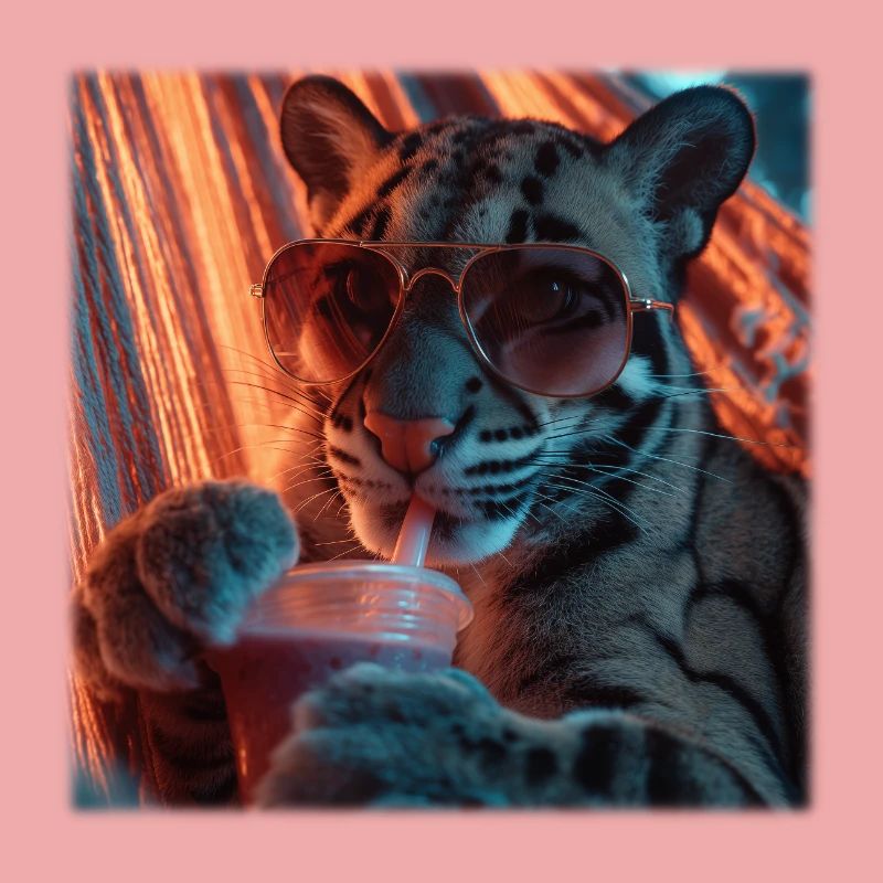 Chill Clouded Leopard Neon Hammock Design