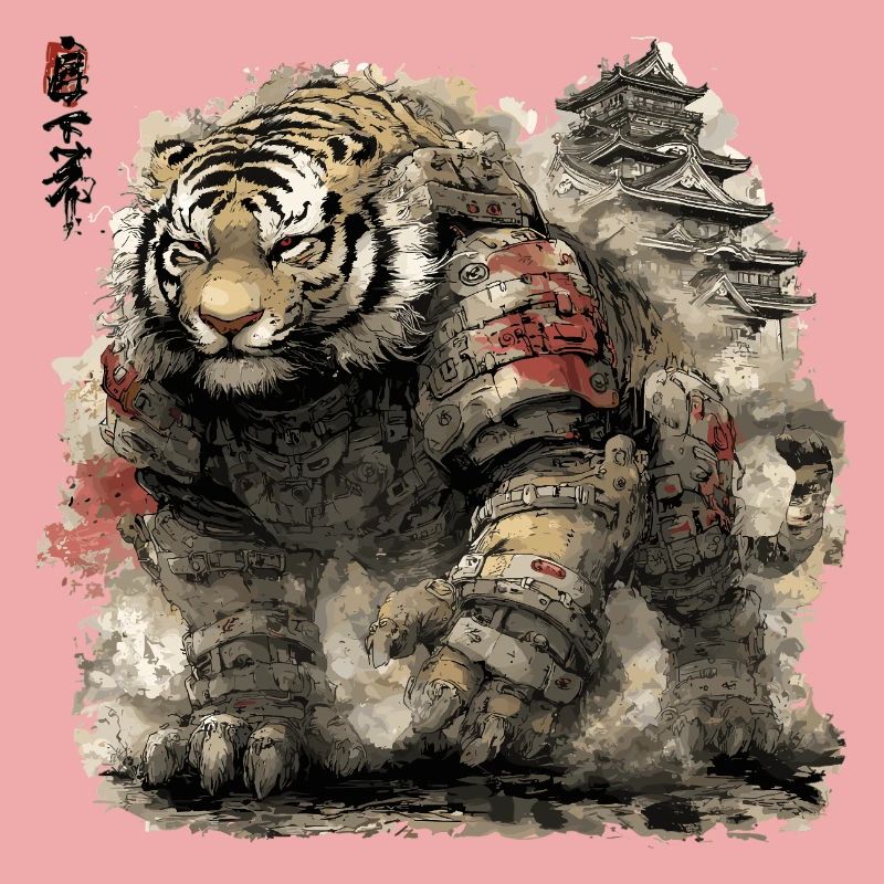 Armure de Samouraï Tigre devant le château