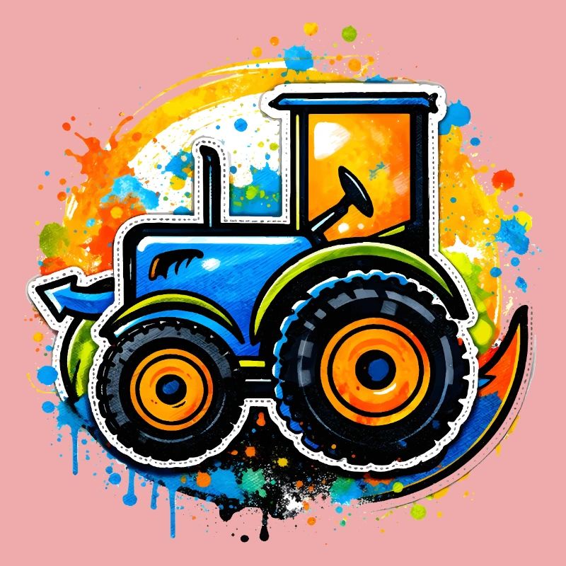 Bunter Traktor im Graffiti-Stil  