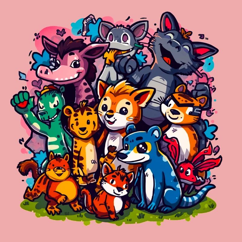 Animals Group Cartoon Colors