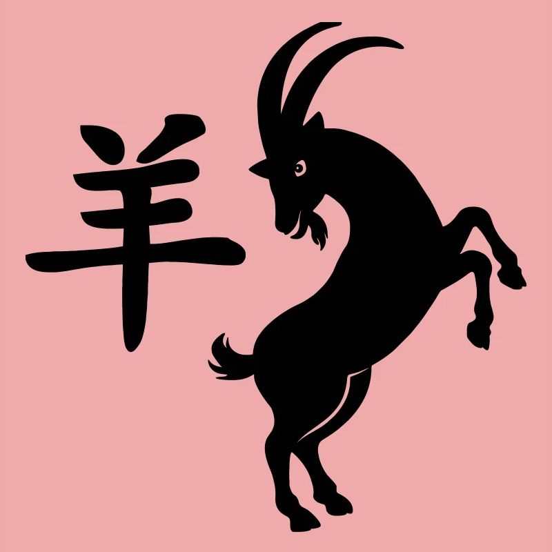 Caractère chinois chèvre avec image de chèvre