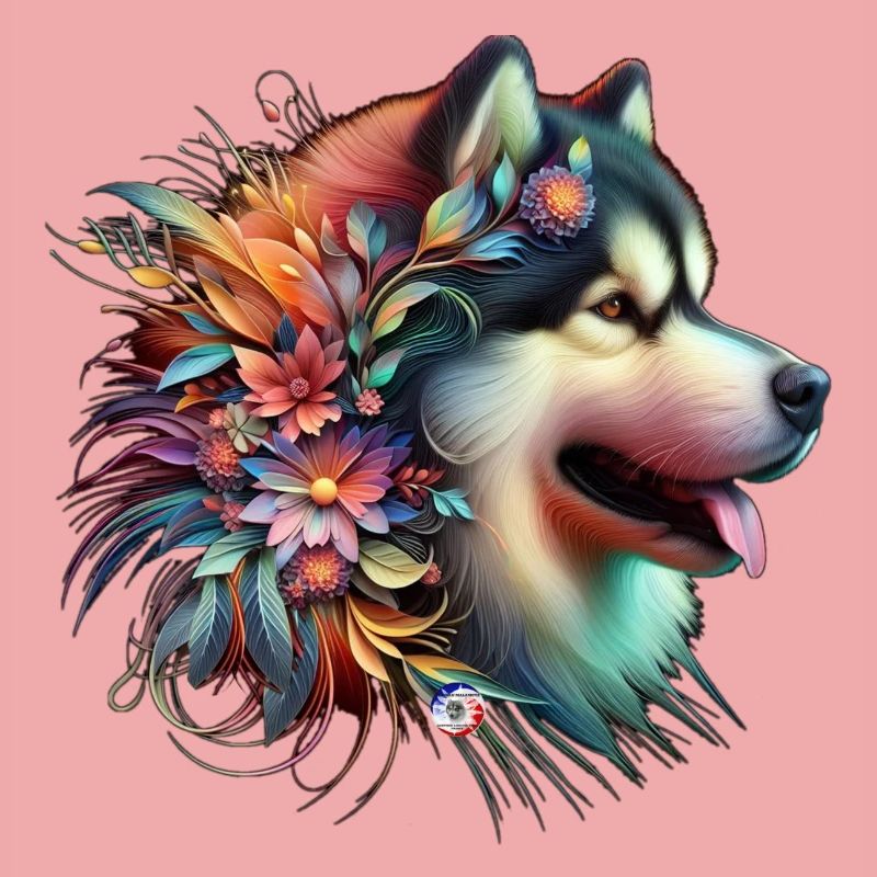 Blumiger Malamute-Kopf