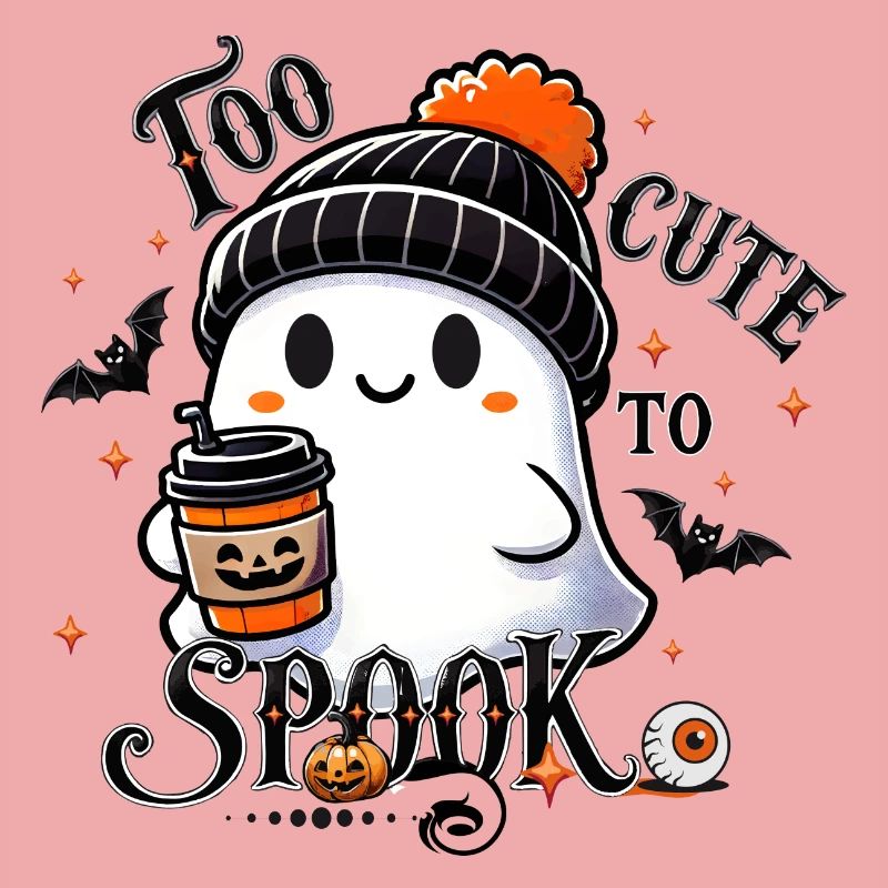 cool ghost with bobble hat & pumpkin spice latte