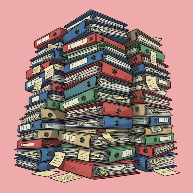 Folder Stack Office Chaos