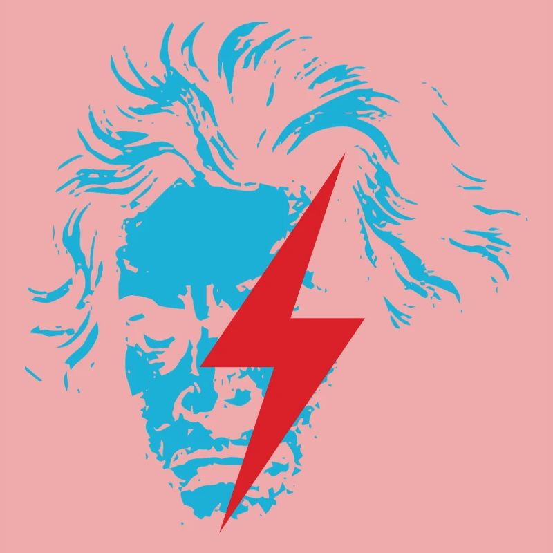 Visage bleu Beethoven avec éclair rouge
