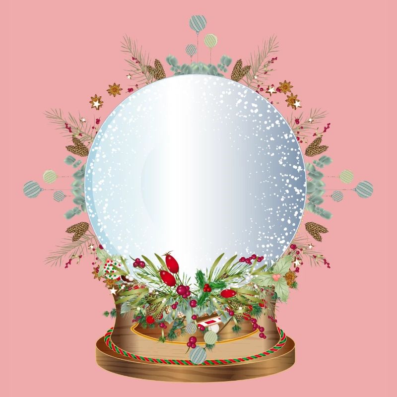 empty nostalgic snow globe to label