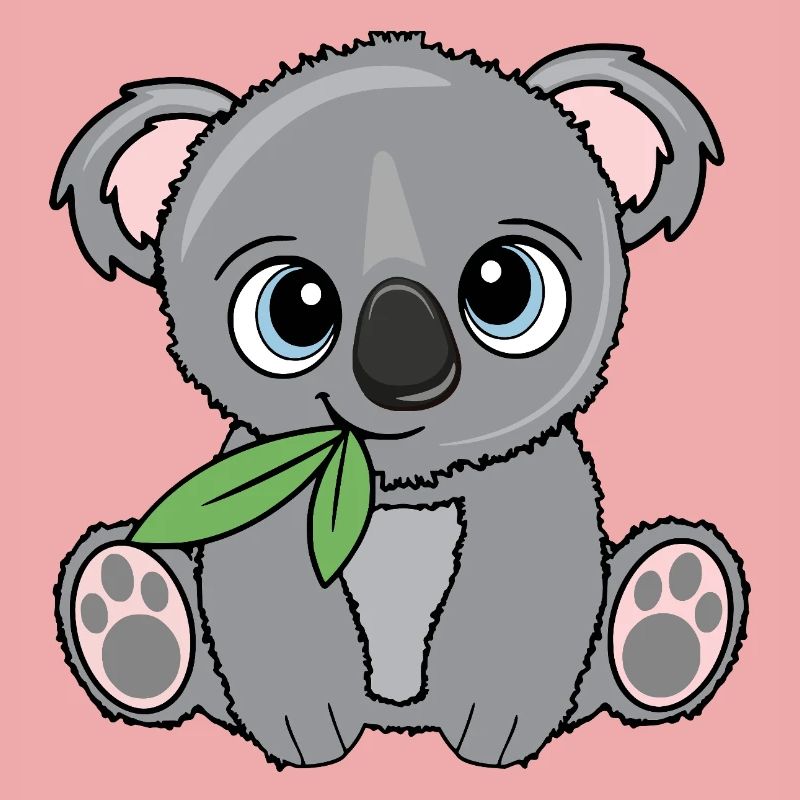 Small koala with leaf