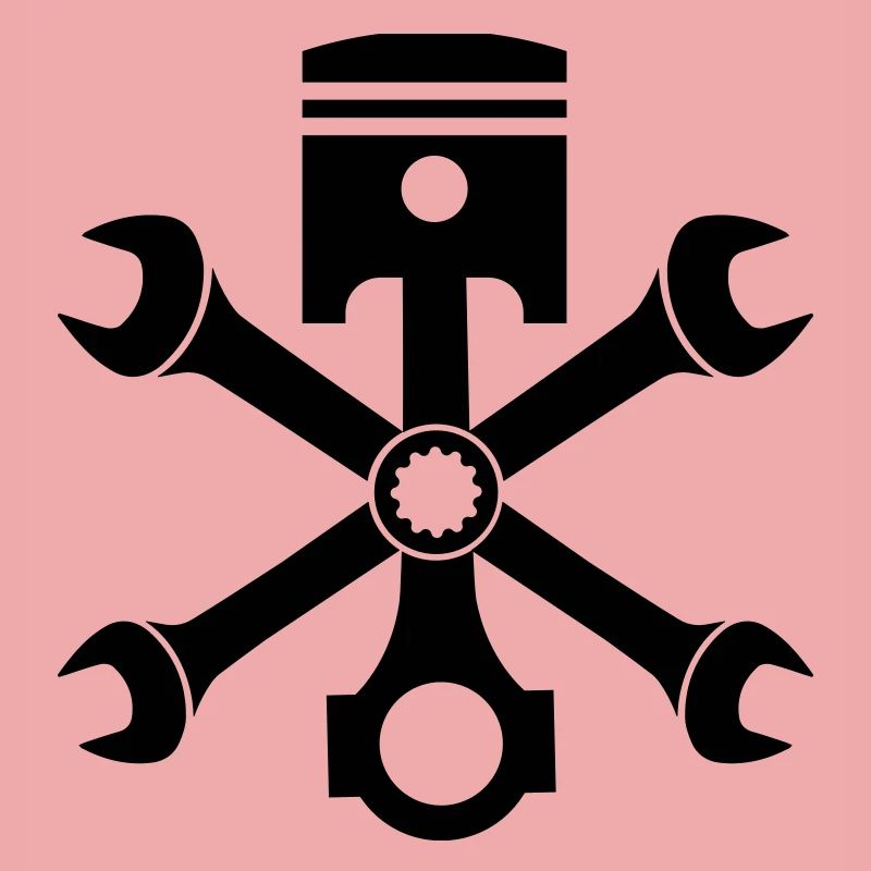 Engine piston screw wrench emblem crossed