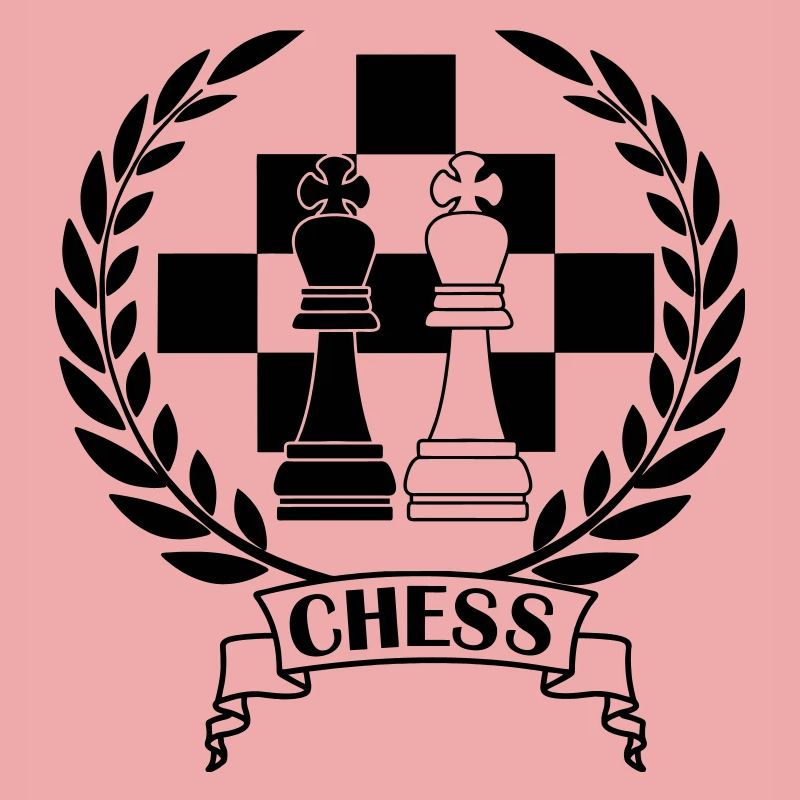 Chess pieces in laurel wreath with text CHESS