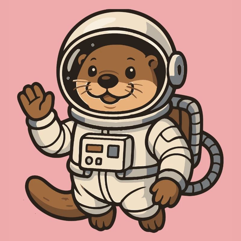 Loutre de l'espace avec combinaison spatiale